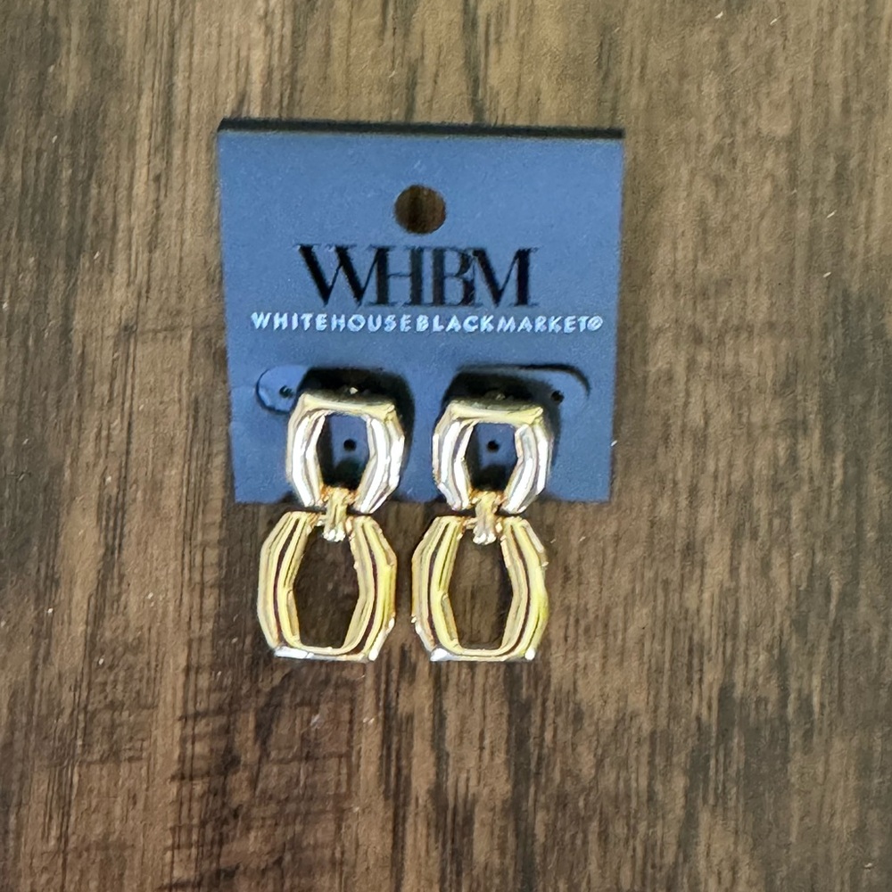 White House Black Market Gold double link drop earring - Picture 11 of 12
